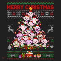 Cute Axolotl Christmas Tree Ugly Sweater   Hat thumb 2
