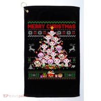 Cute Axolotl Christmas Tree Ugly Sweater   Golf Towel thumb 0