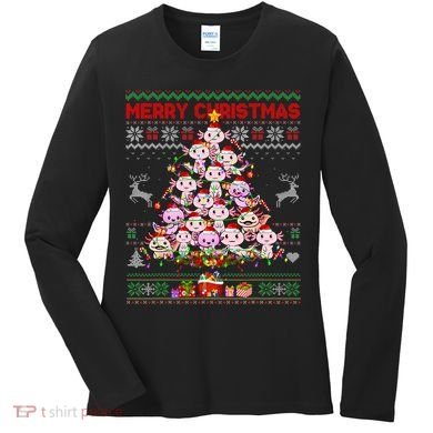 Cute Axolotl Christmas Tree Ugly Sweater   Women's Long Sleeve Shirt