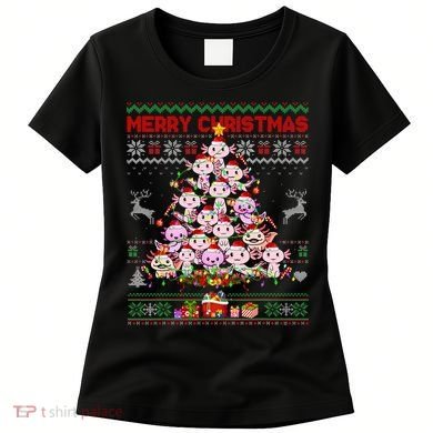 Cute Axolotl Christmas Tree Ugly Sweater   Women's T-Shirt