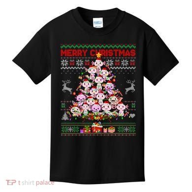 Cute Axolotl Christmas Tree Ugly Sweater   Kids T-Shirt