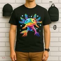 Cute Axolotl Colorful Axolotl Art T-Shirt thumb 6