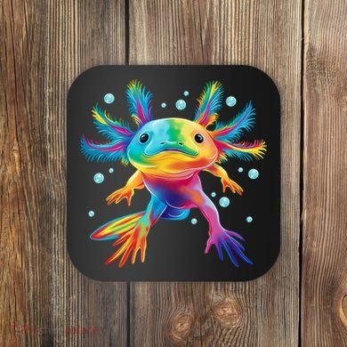Cute Axolotl Colorful Axolotl Art Coaster