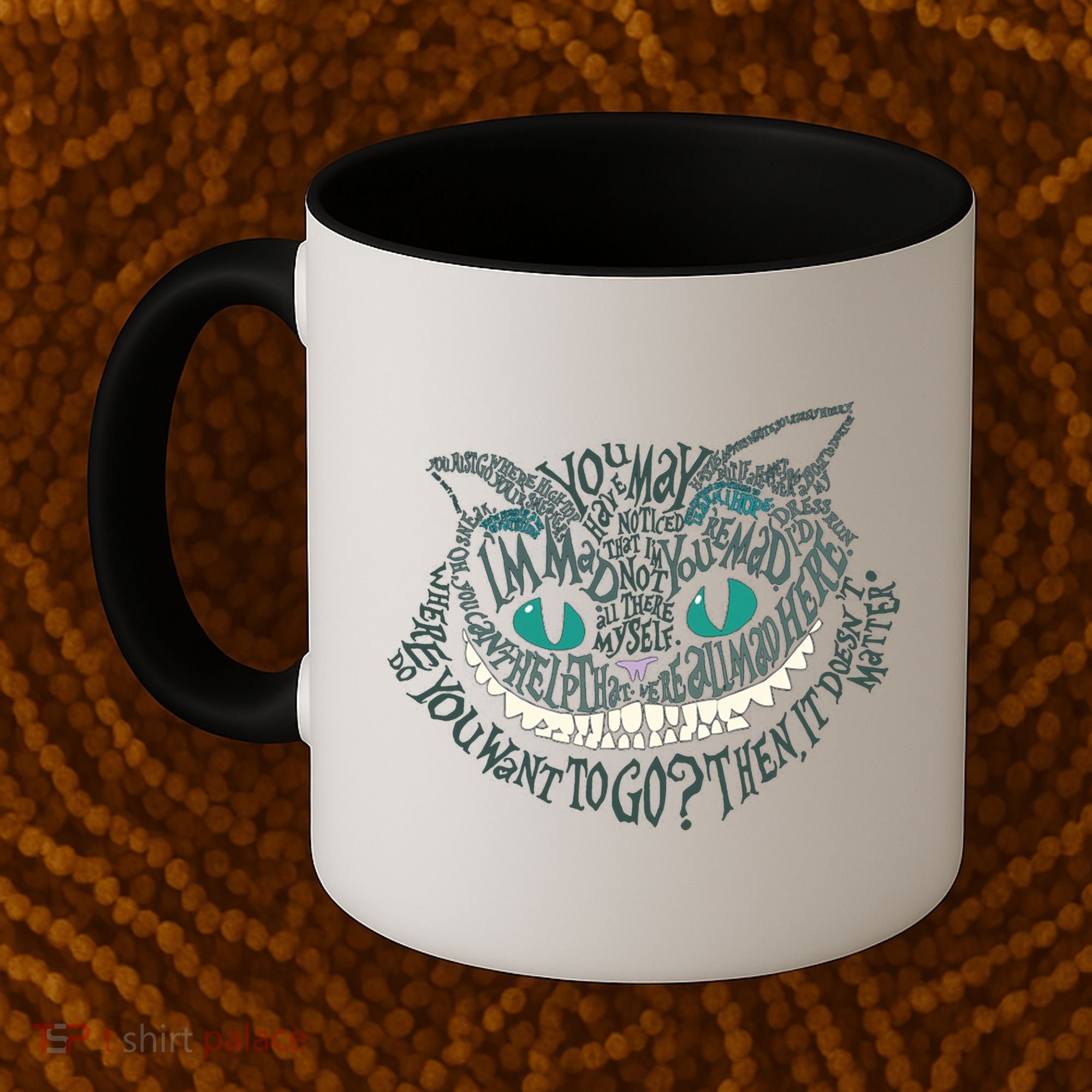 Cheshire Alice Cat We're All Mad Here Wonderland Coffee Mug