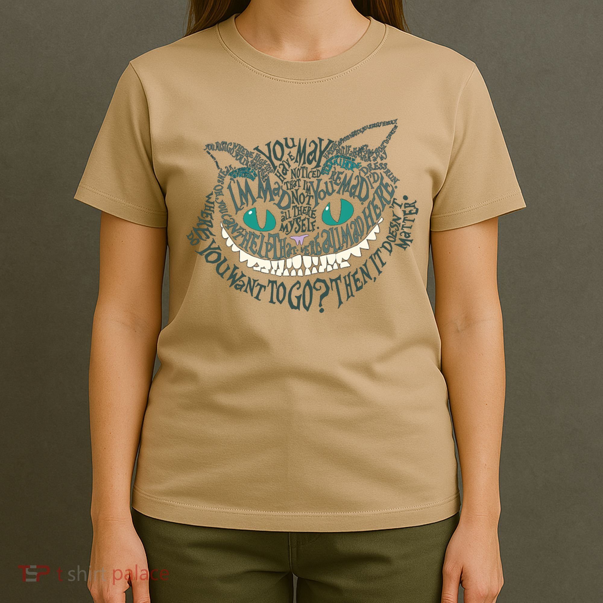 Cheshire Alice Cat We're All Mad Here Wonderland T-Shirt