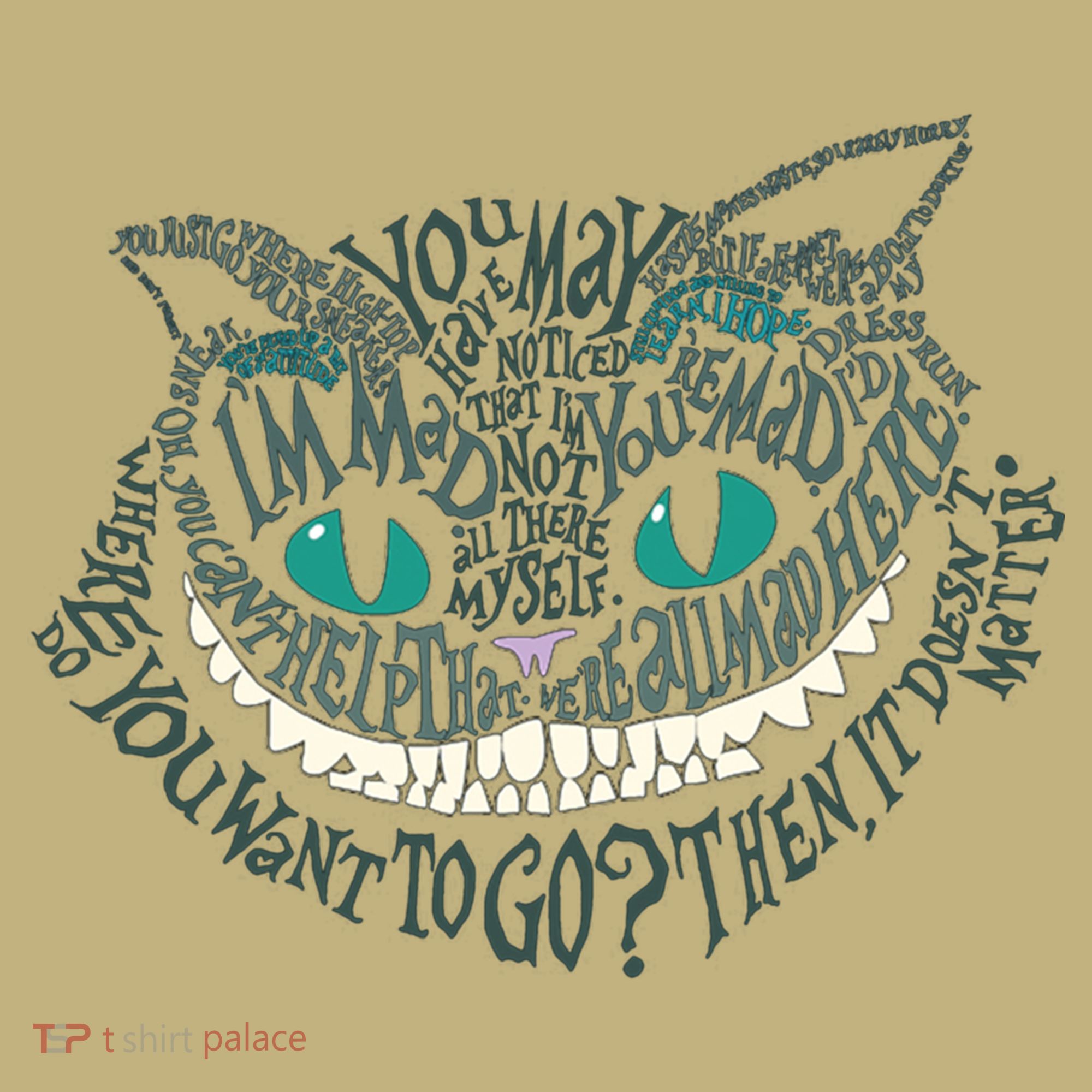 Cheshire Alice Cat We're All Mad Here Wonderland T-Shirt