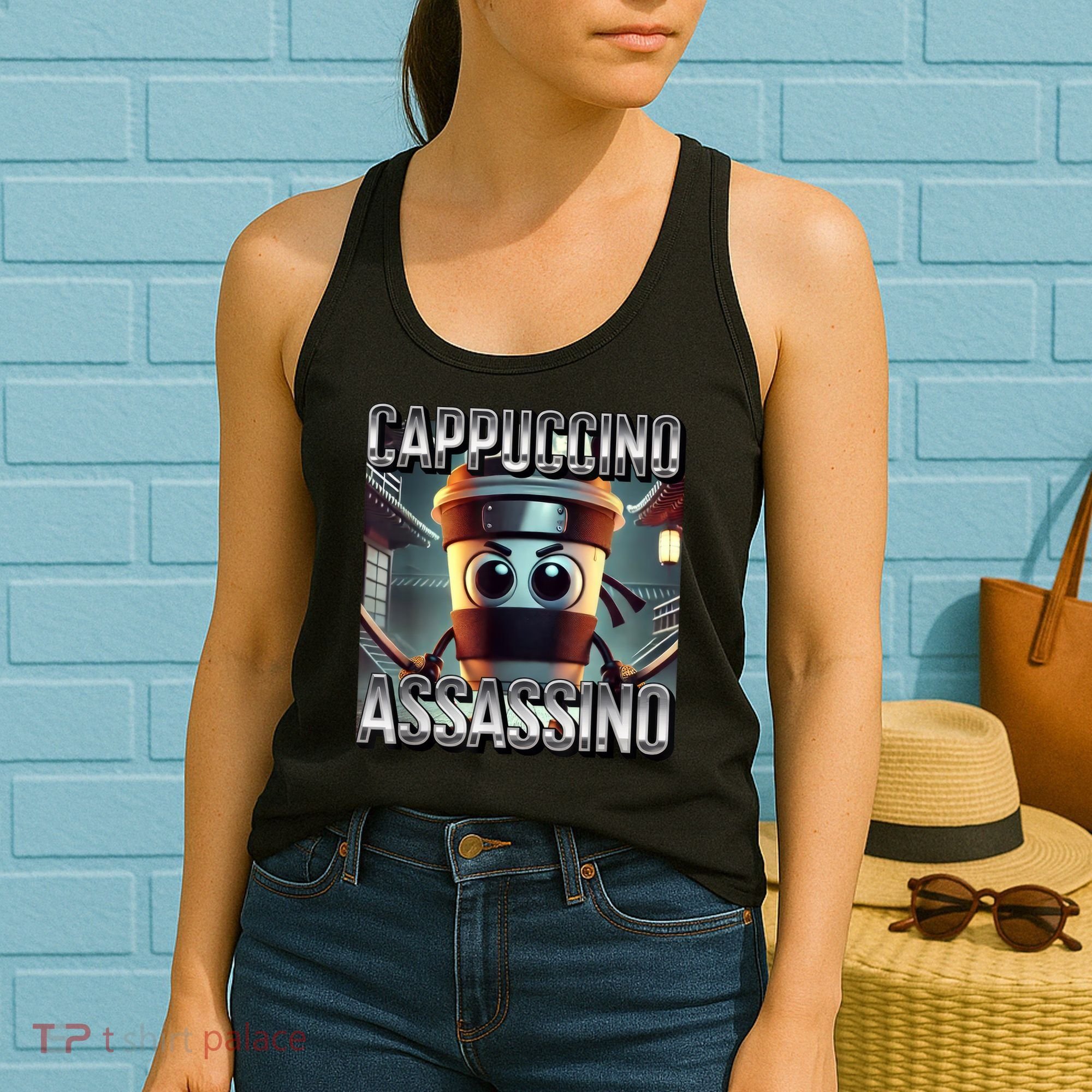 Cappuccino Assassino Coffee Lovers Italian Brainrot Meme  Women's Tank Top
