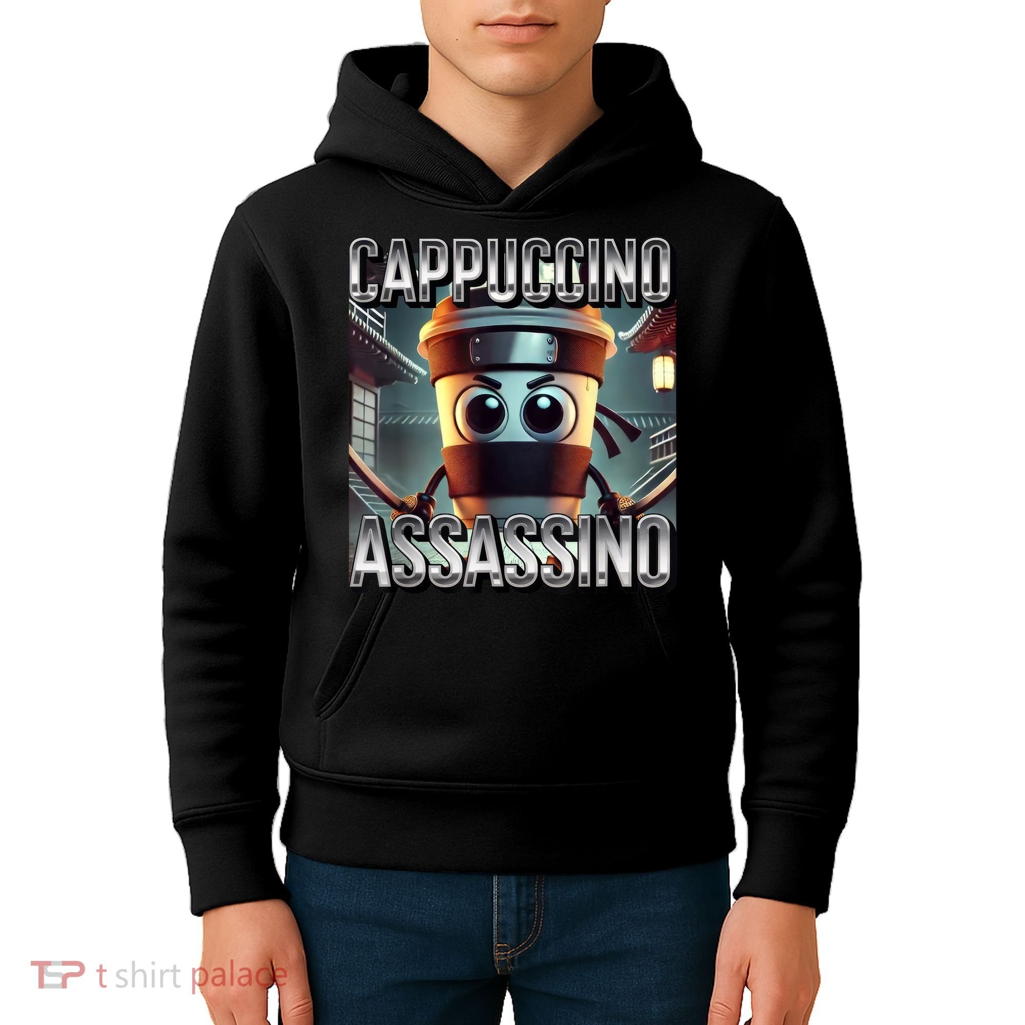 Cappuccino Assassino Coffee Lovers Italian Brainrot Meme  Kids Hoodie