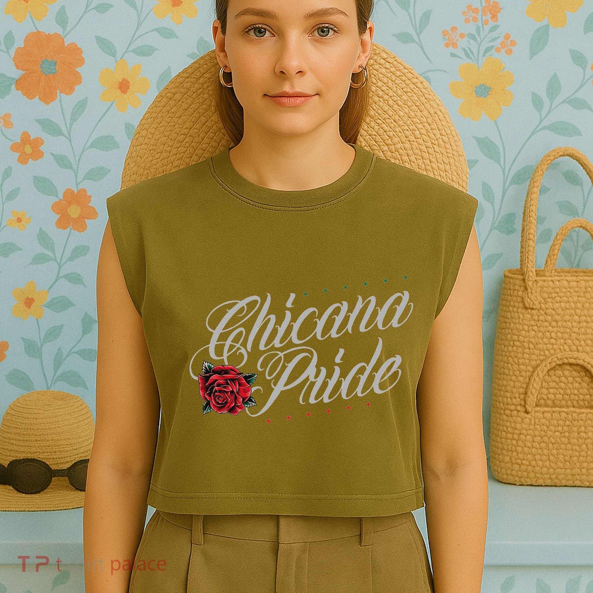 Chicano And Chicana For Chicana Pride Garment-Dyed Women's Muscle Tee