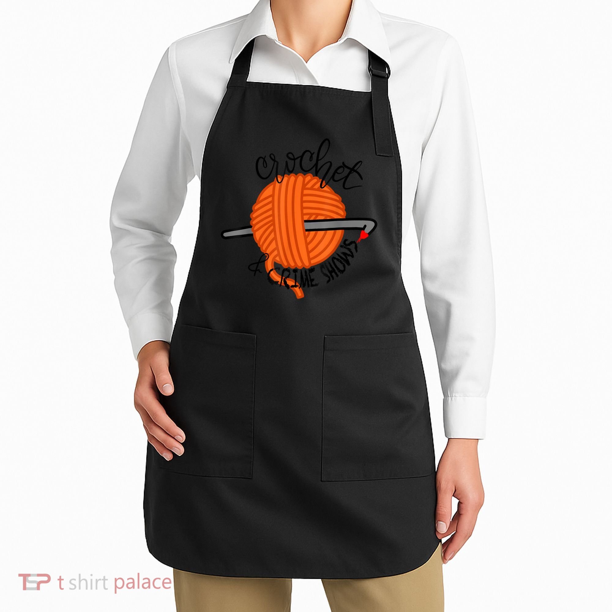 Crochet And Crimes Shows Funny True Crime Crocheting Lover Apron