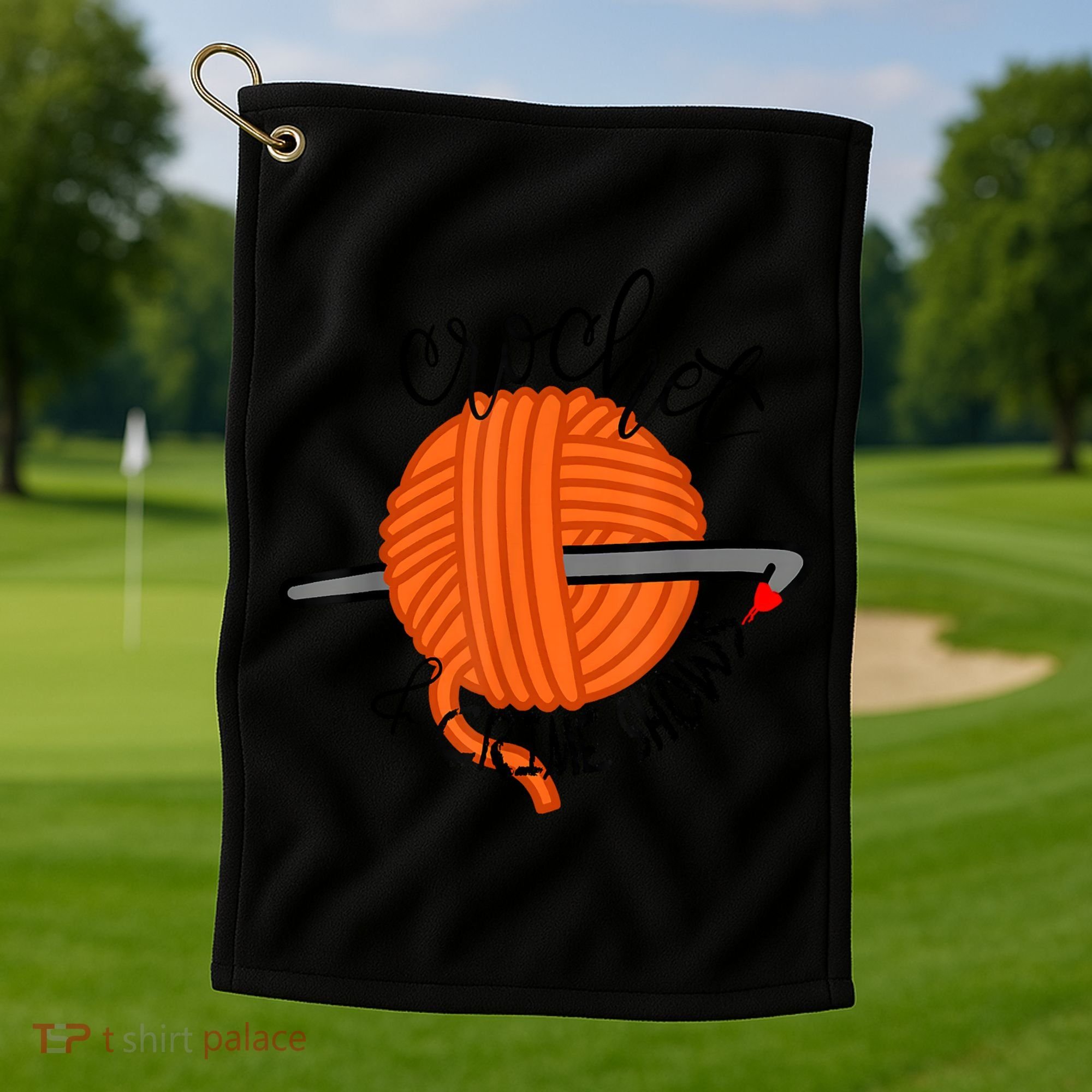 Crochet And Crimes Shows Funny True Crime Crocheting Lover Golf Towel