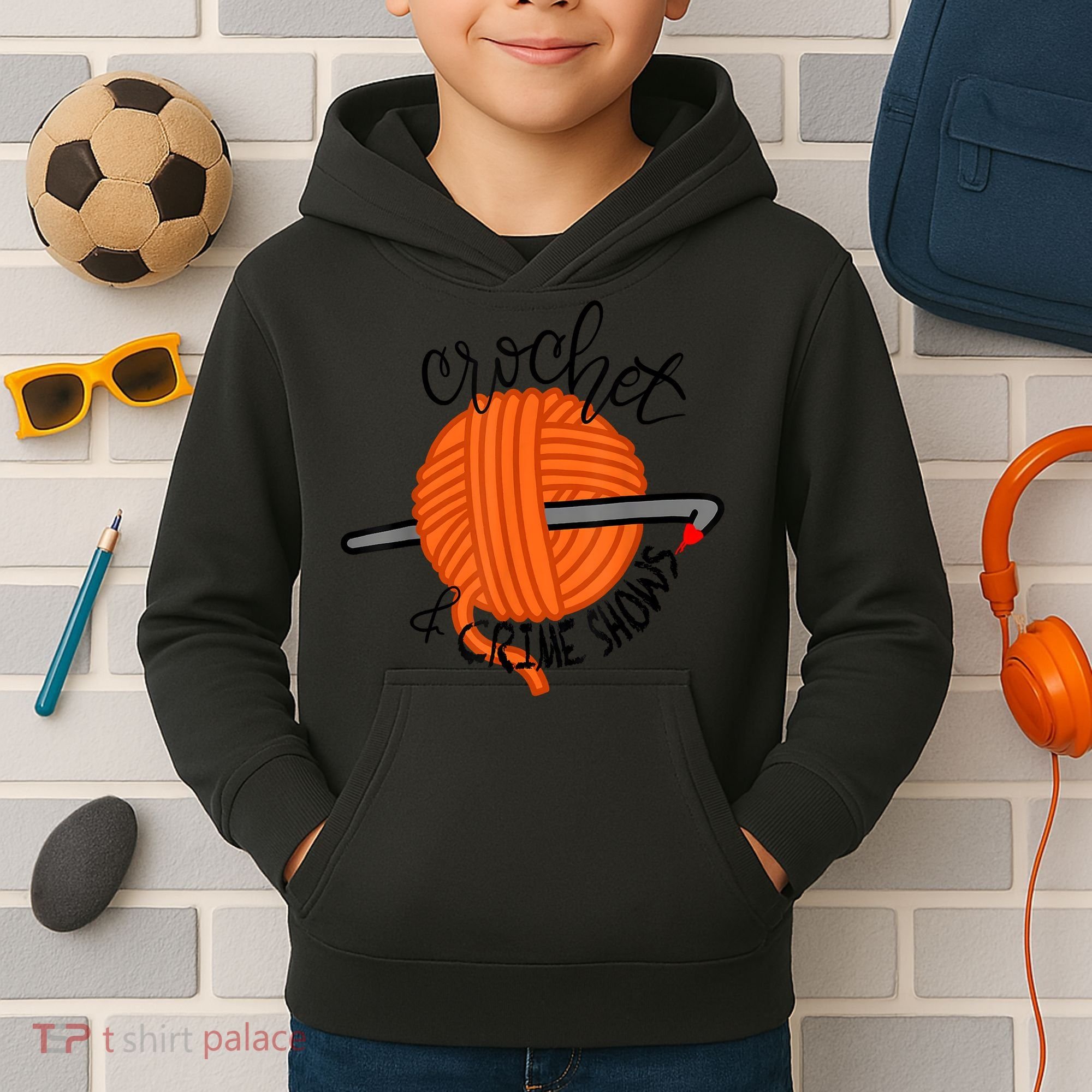 Crochet And Crimes Shows Funny True Crime Crocheting Lover Kids Hoodie