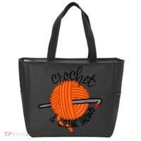 Crochet And Crimes Shows Funny True Crime Crocheting Lover Tote Bag thumb 0