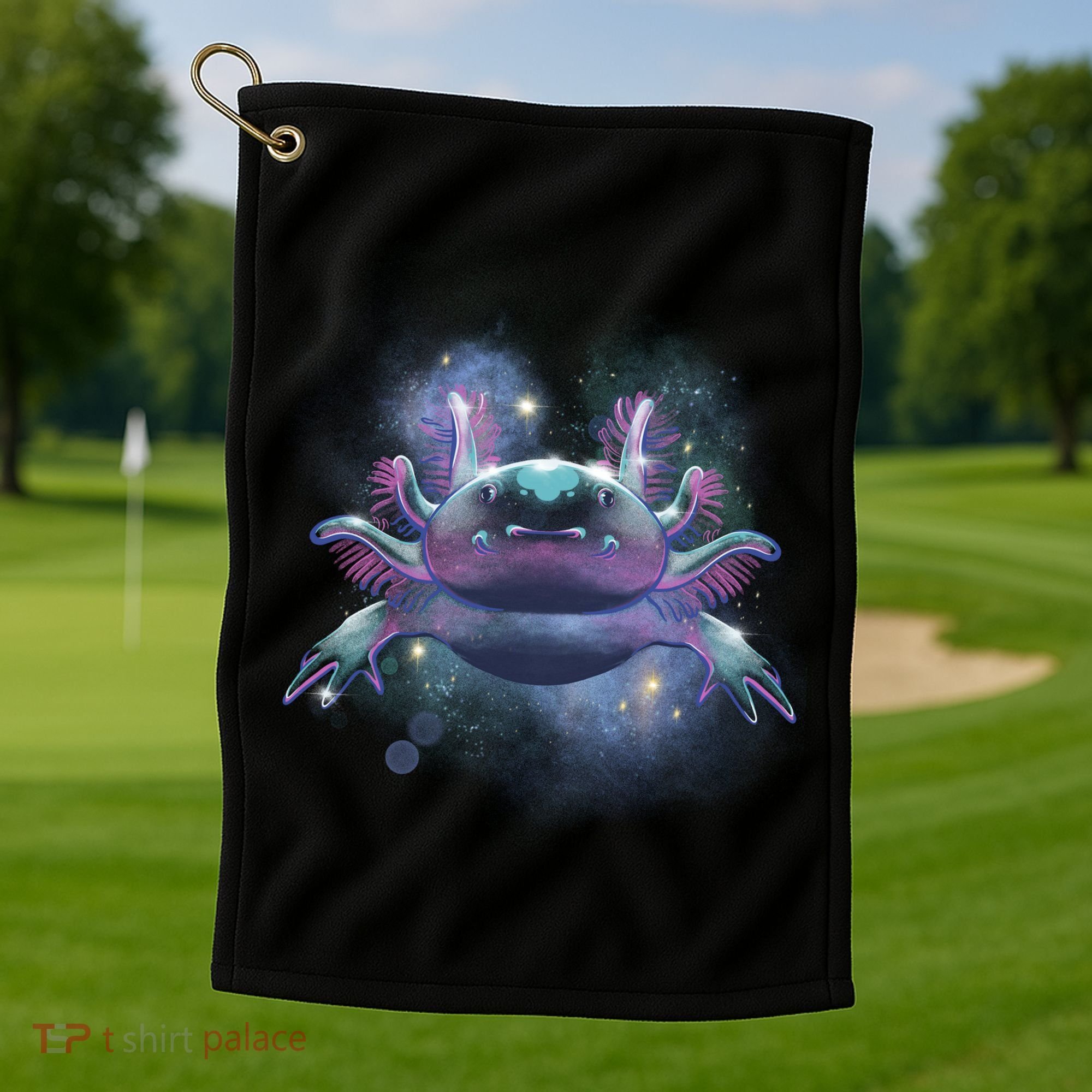 Cosmic Axolotl Golf Towel