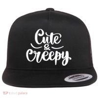 Cute And Creepy Halloween Funny Flat Bill Trucker Hat thumb 0