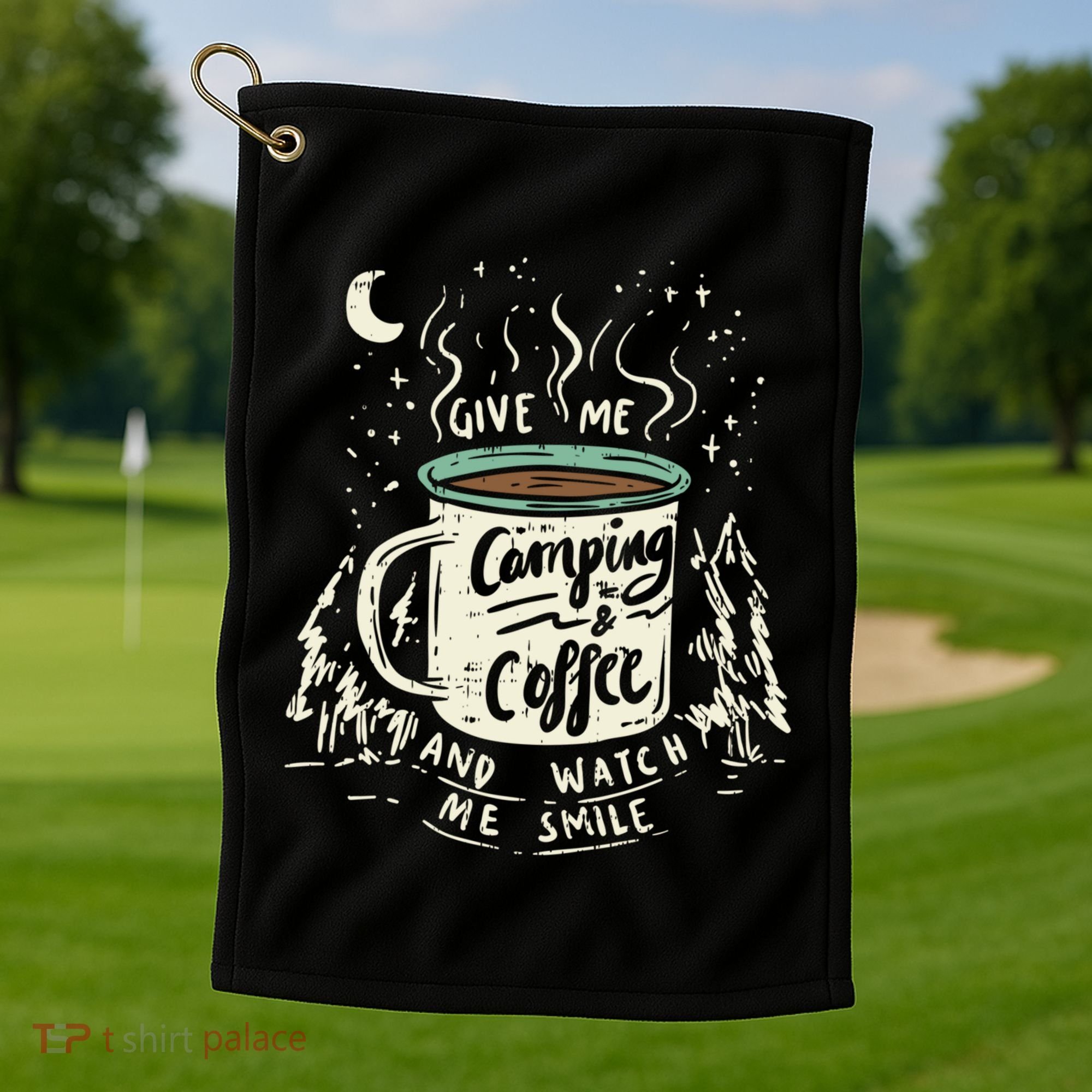 Camping And Coffee Golf Towel