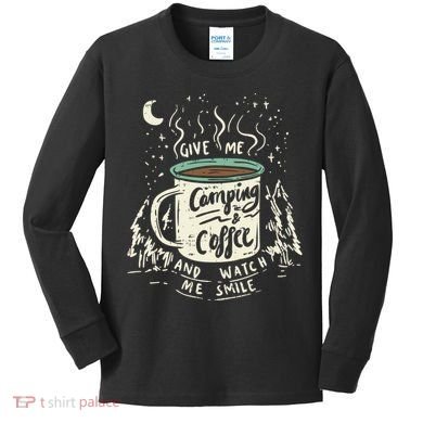 Camping And Coffee Kids Long Sleeve Shirt