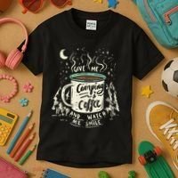 Camping And Coffee Kids T-Shirt thumb 3