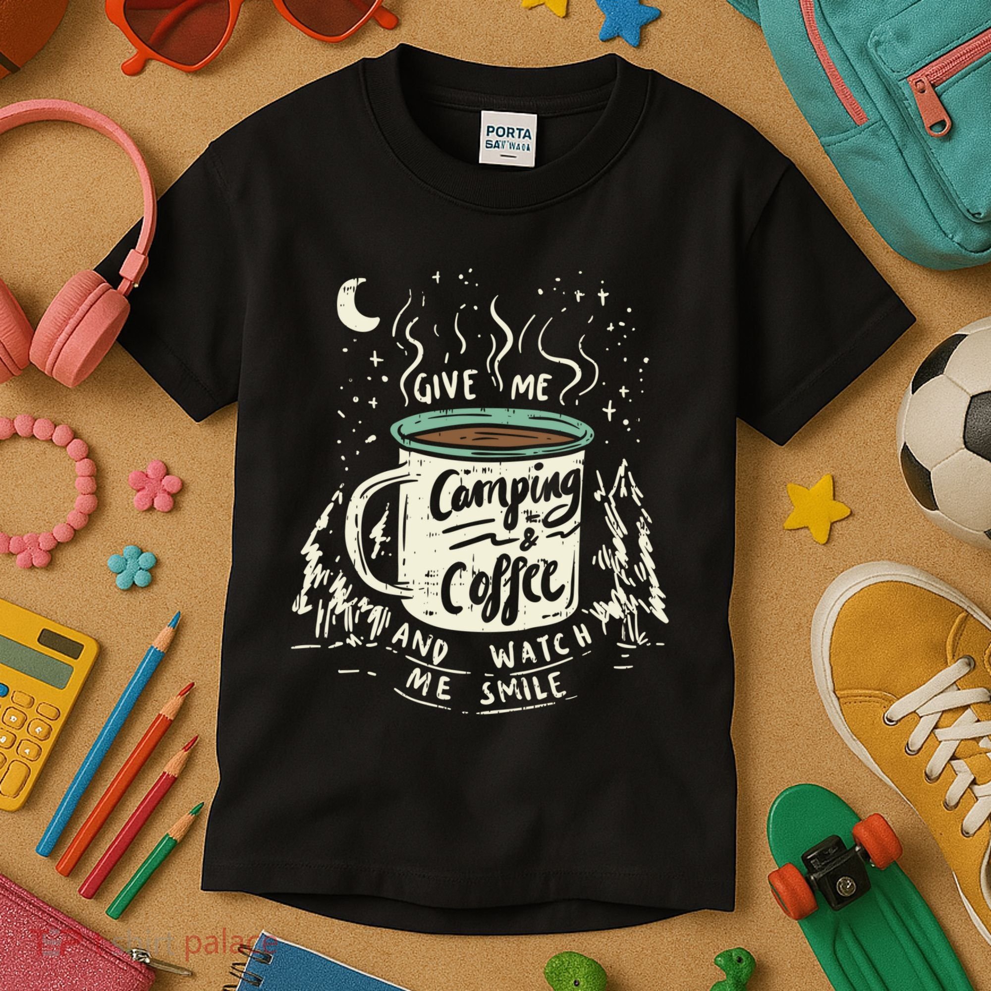 Camping And Coffee Kids T-Shirt