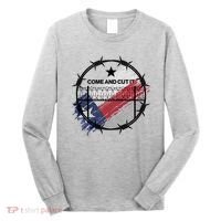 Come And Cut It Barbwire Texas Flag Long Sleeve Shirt thumb 0