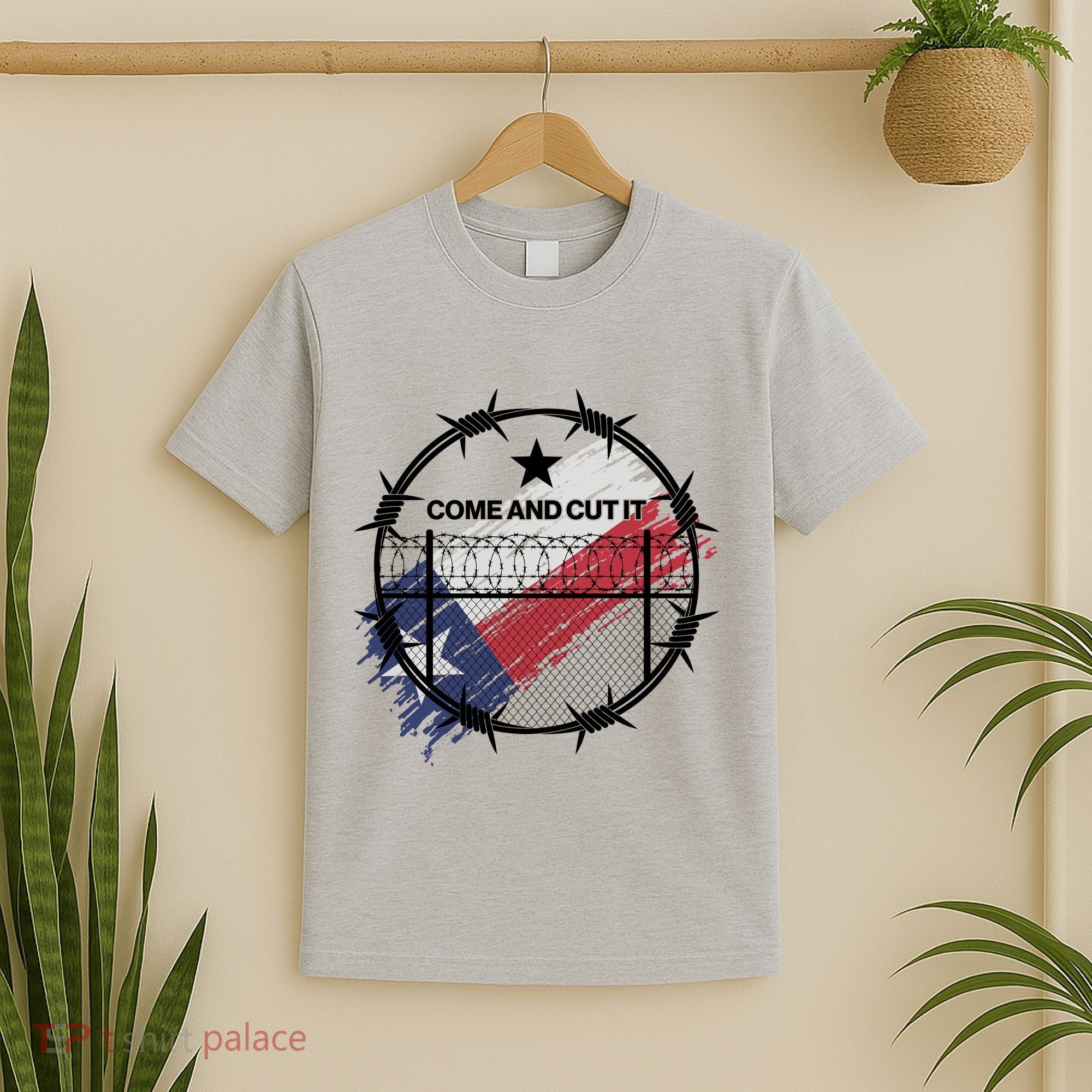 Come And Cut It Barbwire Texas Flag T-Shirt