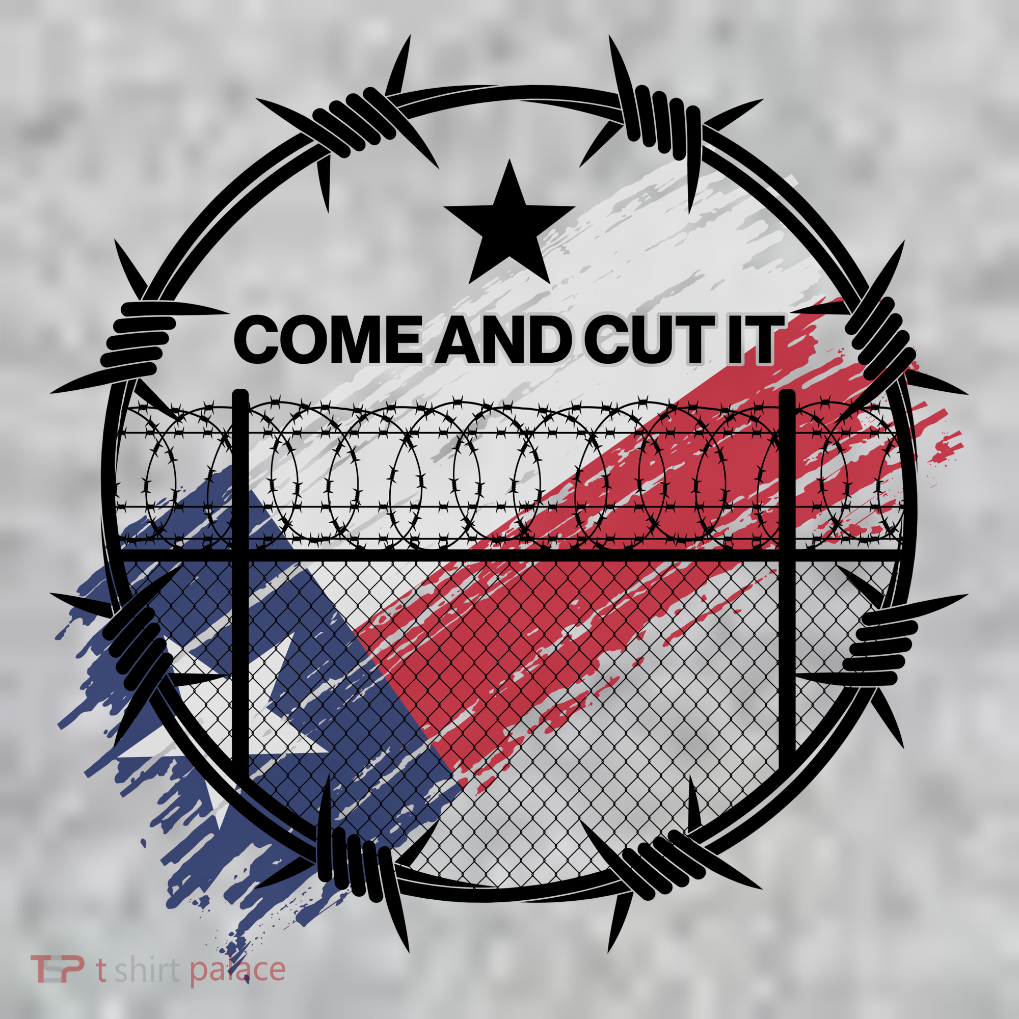 Come And Cut It Barbwire Texas Flag T-Shirt