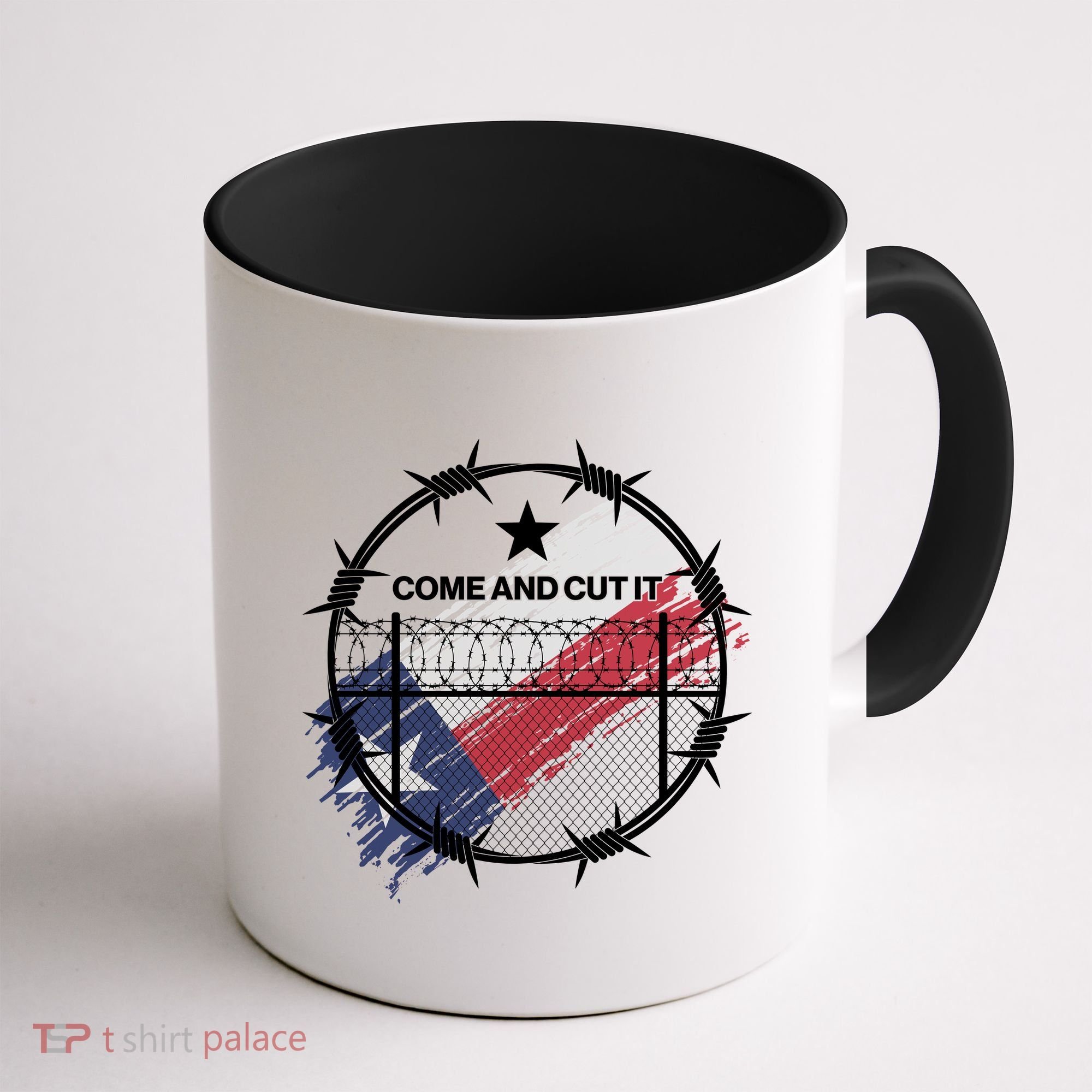 Come And Cut It Barbwire Texas Flag Coffee Mug