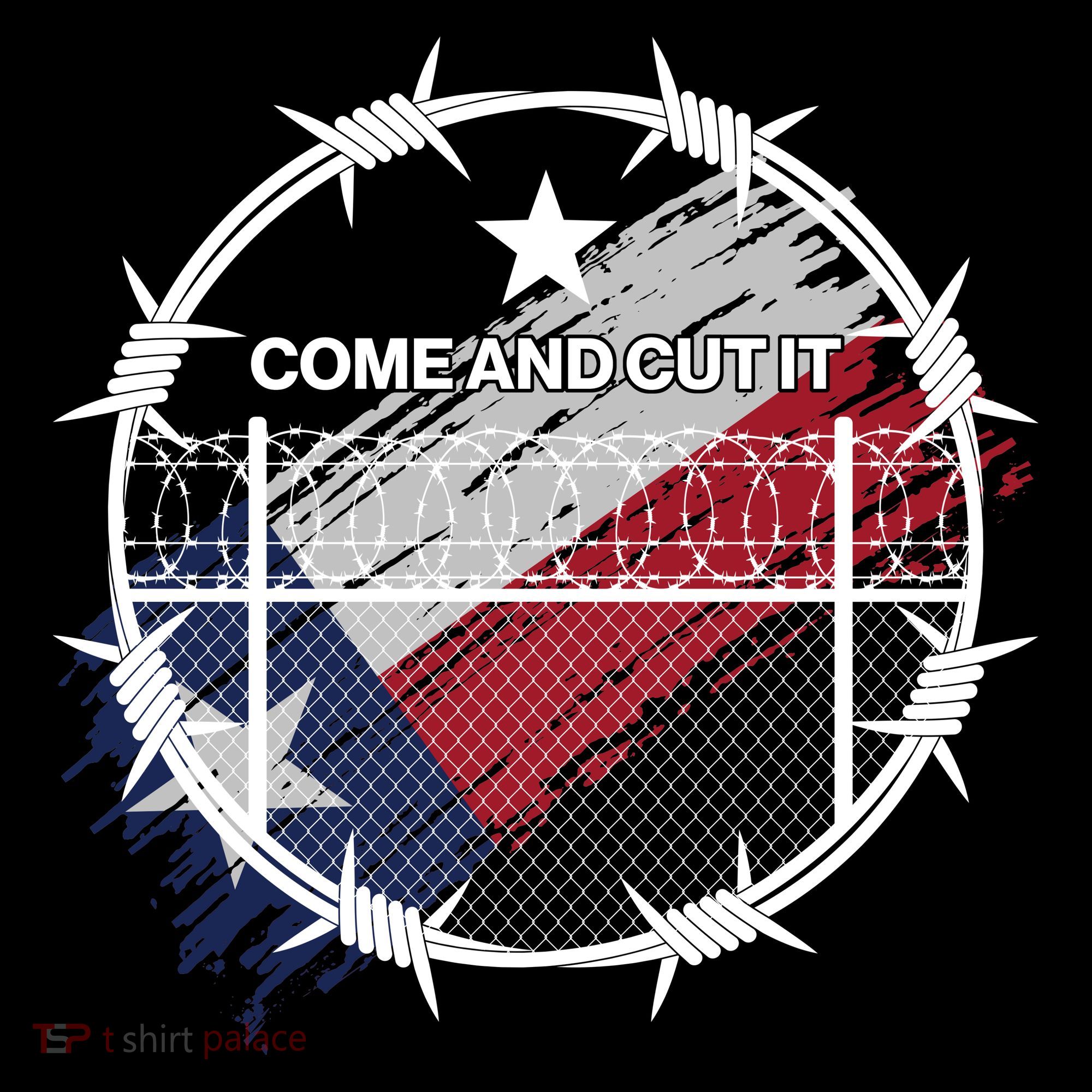 Come And Cut It Barbwire Texas Flag Coaster
