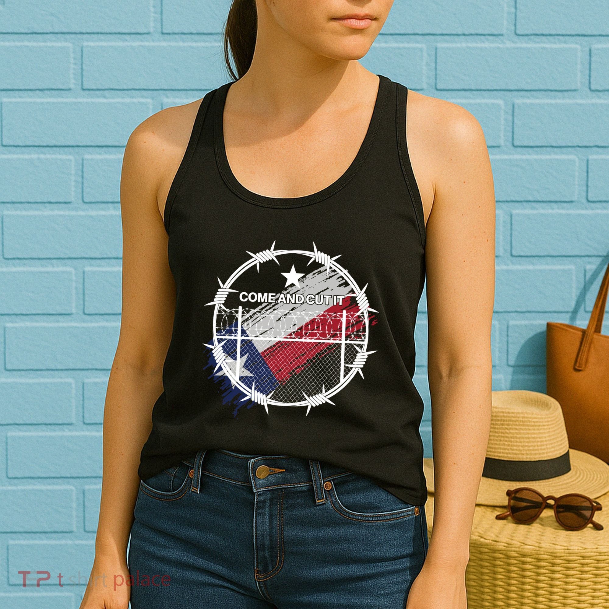 Come And Cut It Barbwire Texas Flag Women's Tank Top