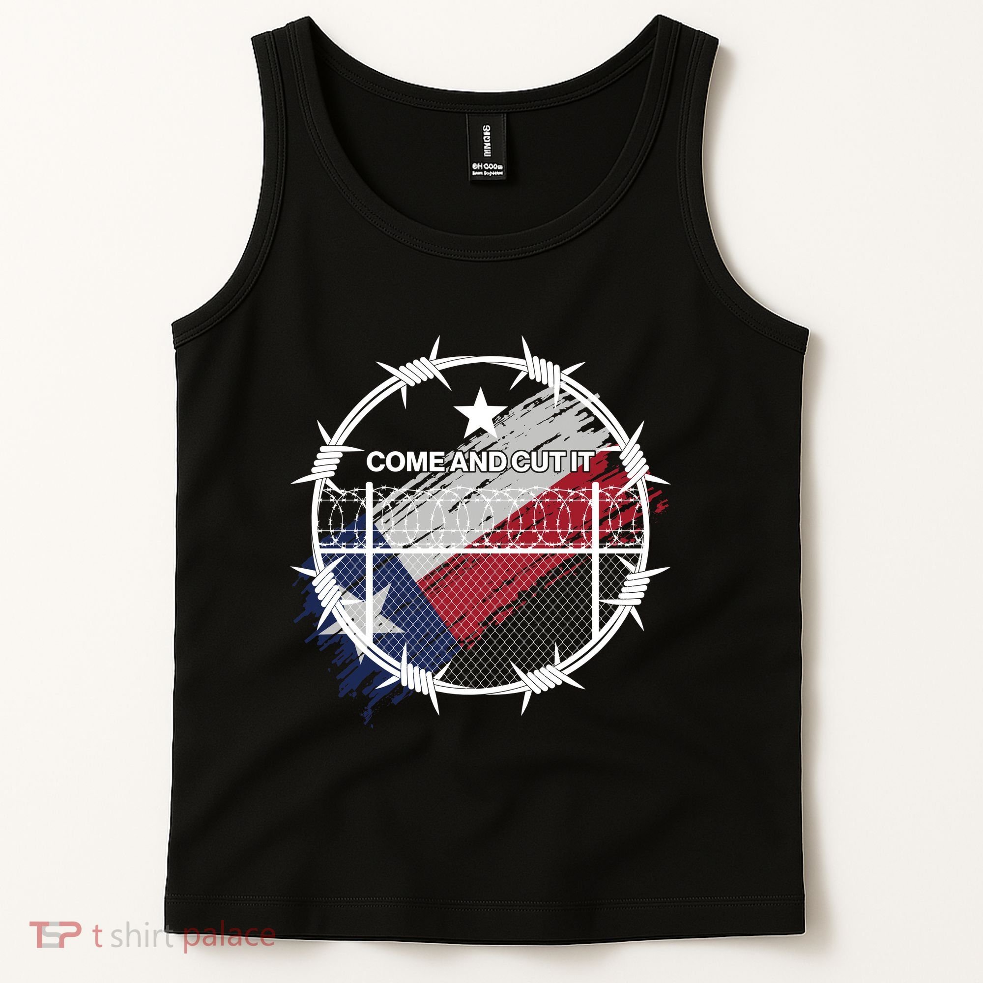 Come And Cut It Barbwire Texas Flag Tank Top