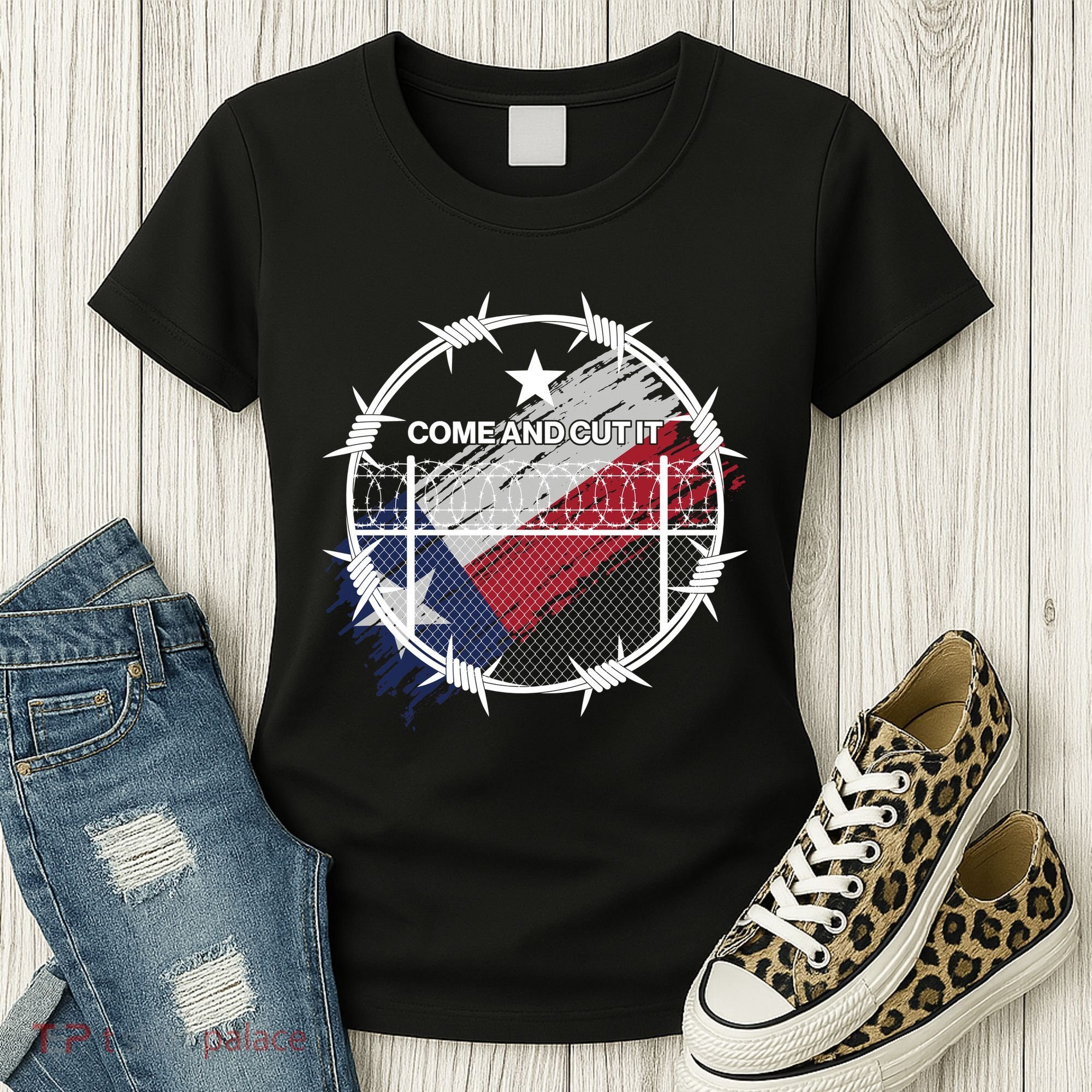 Come And Cut It Barbwire Texas Flag Women's T-Shirt