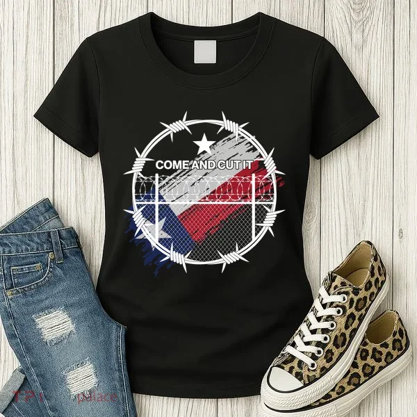 Come And Cut It Barbwire Texas Flag Women's T-Shirt