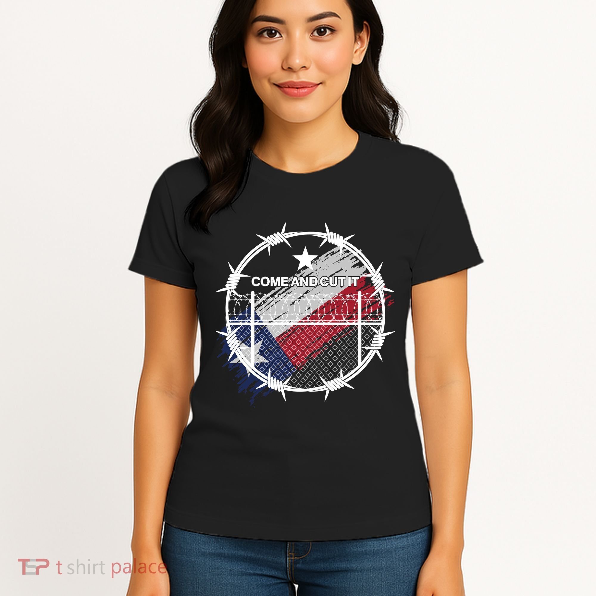 Come And Cut It Barbwire Texas Flag Women's T-Shirt