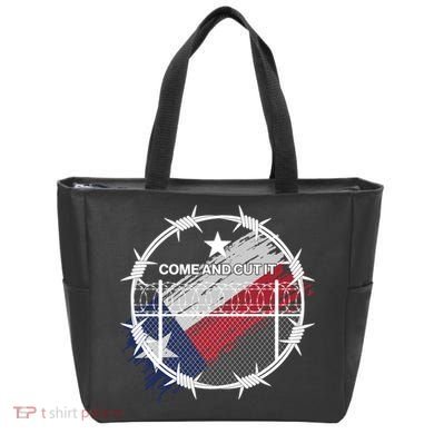 Come And Cut It Barbwire Texas Flag Tote Bag