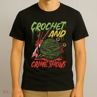 Crochet And Crime Shows Funny Crime Show Lover Knitting T-Shirt thumb 3