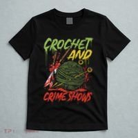 Crochet And Crime Shows Funny Crime Show Lover Knitting T-Shirt thumb 5