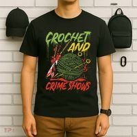 Crochet And Crime Shows Funny Crime Show Lover Knitting T-Shirt thumb 6