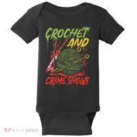 Crochet And Crime Shows Funny Crime Show Lover Knitting Baby Bodysuit thumb 0