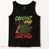Crochet And Crime Shows Funny Crime Show Lover Knitting Tank Top thumb 2