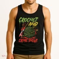 Crochet And Crime Shows Funny Crime Show Lover Knitting Tank Top thumb 3