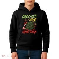 Crochet And Crime Shows Funny Crime Show Lover Knitting Kids Hoodie thumb 4