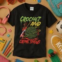 Crochet And Crime Shows Funny Crime Show Lover Knitting Kids T-Shirt thumb 3