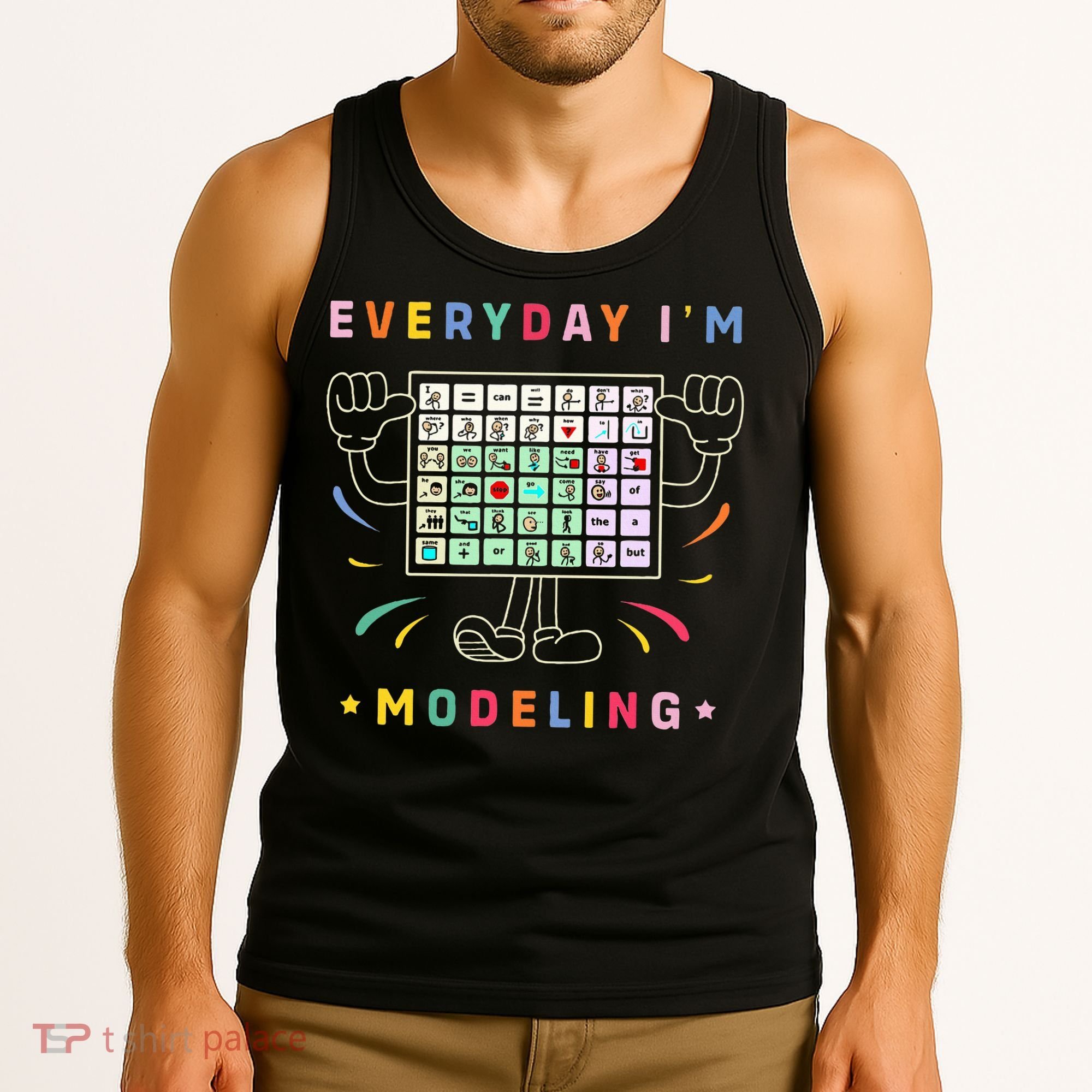 Cute Aac Communication Aac Symbols Everyday IM Modelling Tank Top