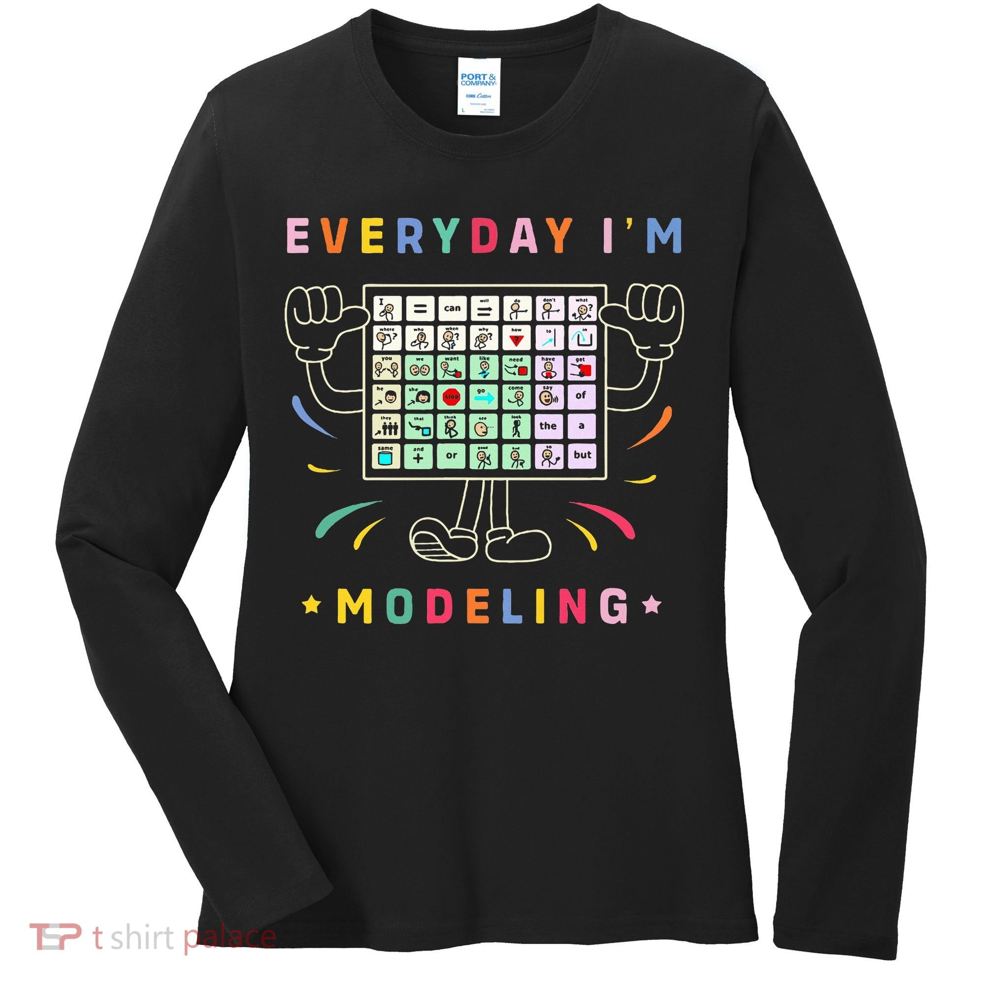 Cute Aac Communication Aac Symbols Everyday IM Modelling Women's Long Sleeve Shirt