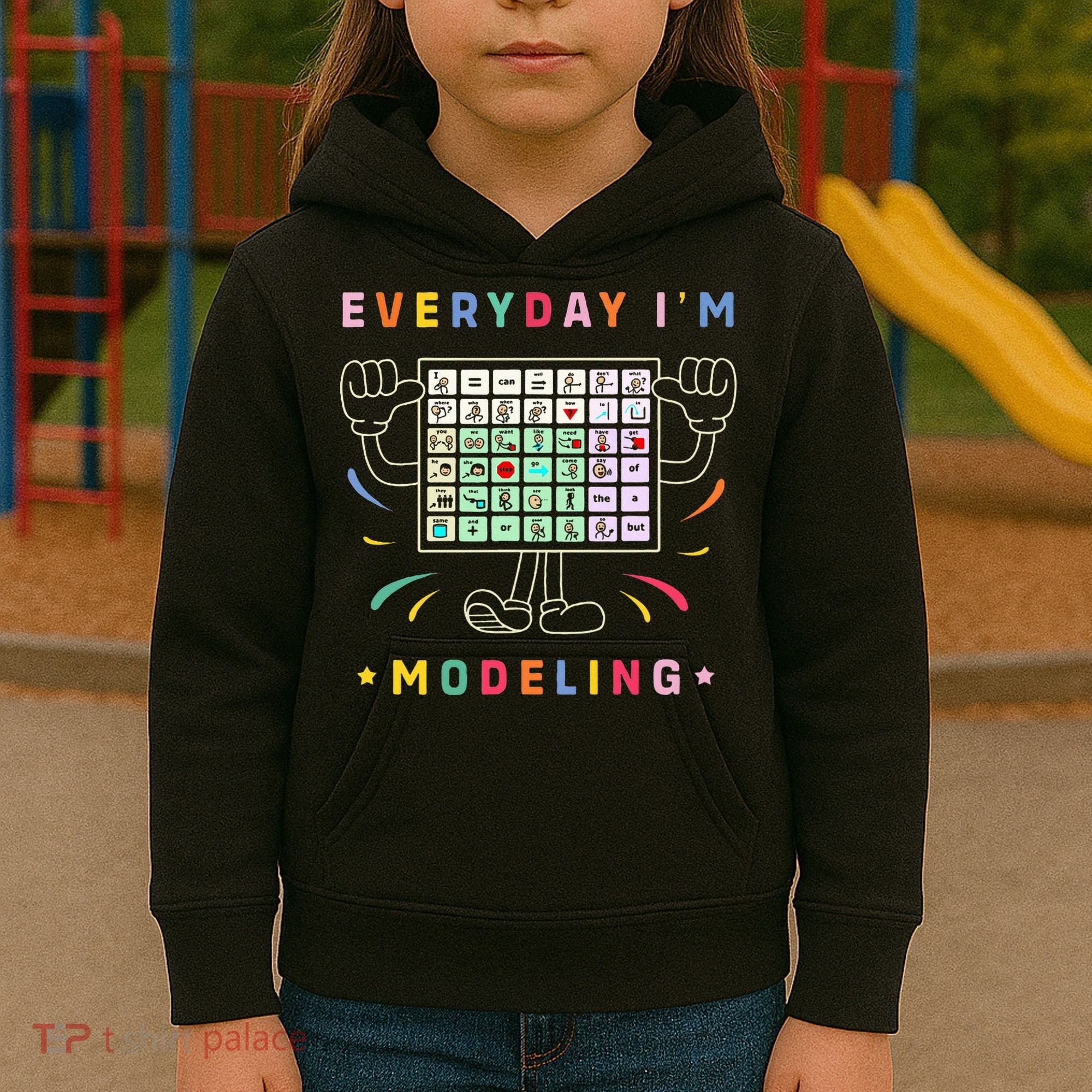 Cute Aac Communication Aac Symbols Everyday IM Modelling Kids Hoodie