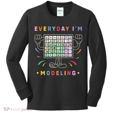 Cute Aac Communication Aac Symbols Everyday IM Modelling Kids Long Sleeve Shirt