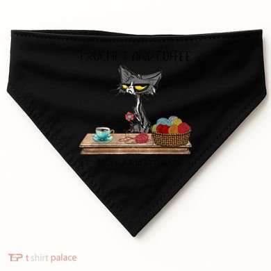 Crochet And Coffee Because Murder Is Wrong Croche Cat USA-Made Doggie Bandana