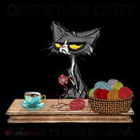 Crochet And Coffee Because Murder Is Wrong Croche Cat Long Sleeve Shirt thumb 2