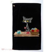 Crochet And Coffee Because Murder Is Wrong Croche Cat Golf Towel thumb 0