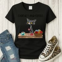 Crochet And Coffee Because Murder Is Wrong Croche Cat Women's T-Shirt thumb 3